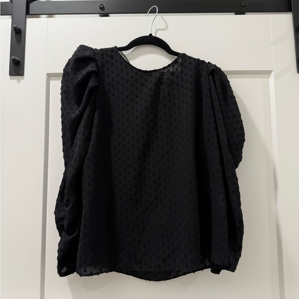 Zara Black Puff Sleeve Boxy Blouse